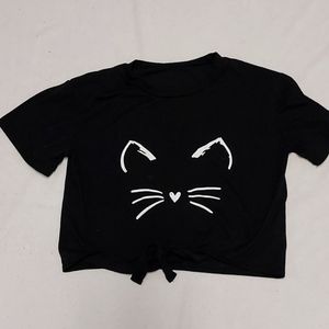 Black cat crop top